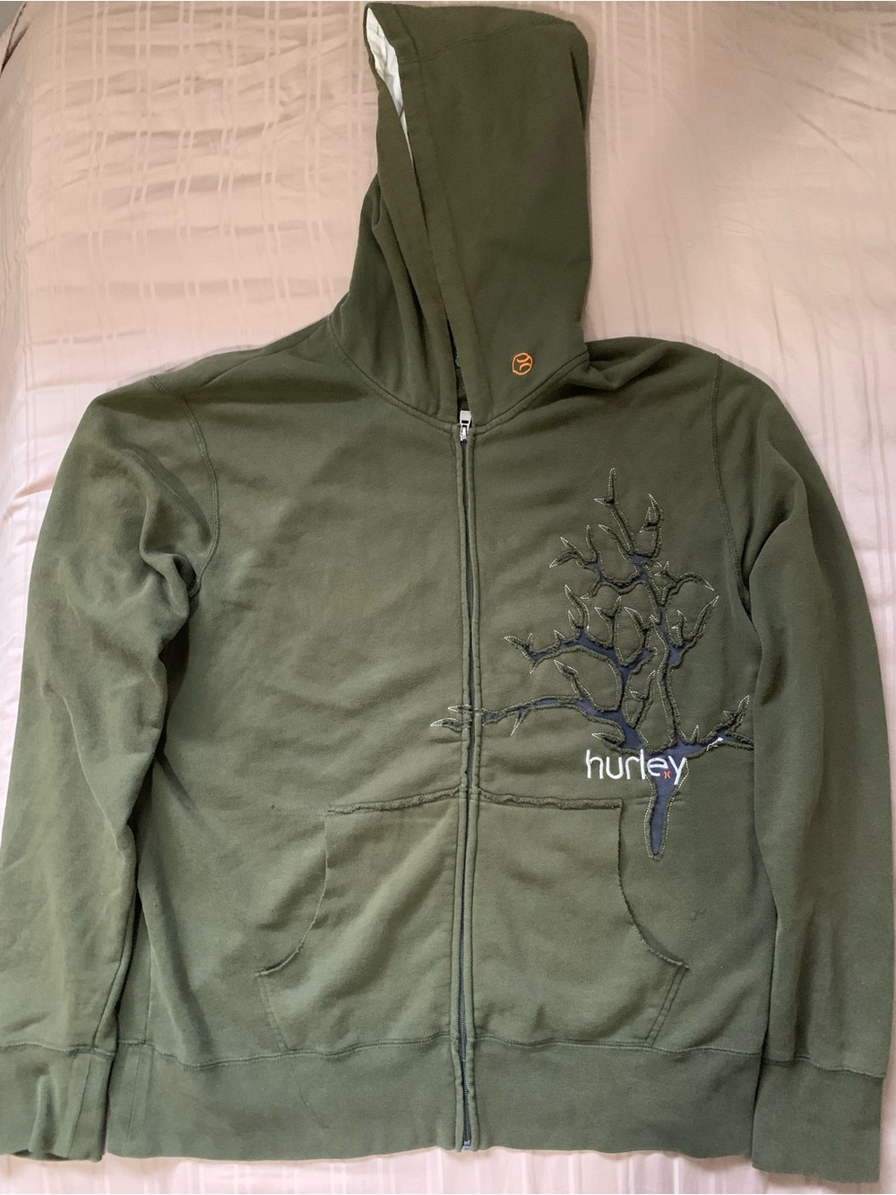 Vintage y2k Hurley Olive Green Hoodie with Black Label